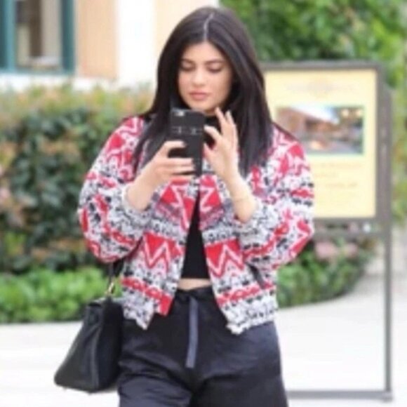 Pre-Loved IRO Red & Black Ikat Jacket - Women's 40 - Picture 1 of 10
